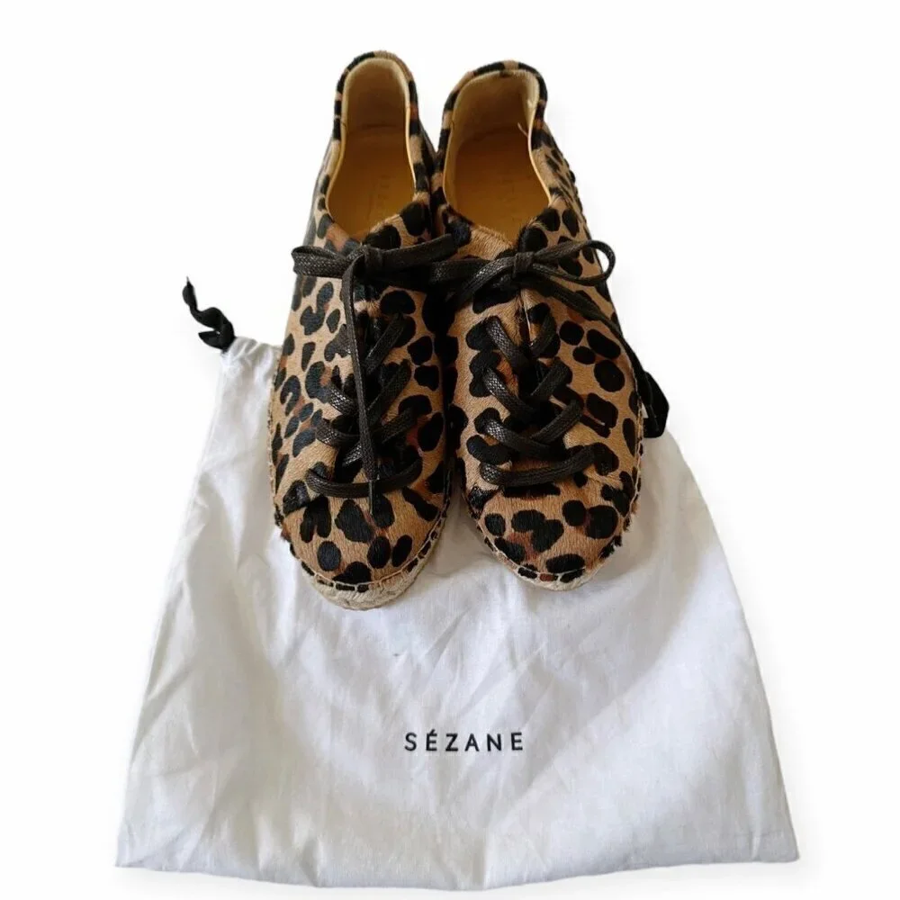 Sezane Julie Espadrilles Sneakers in animal print pony hair Size 38EU/FR